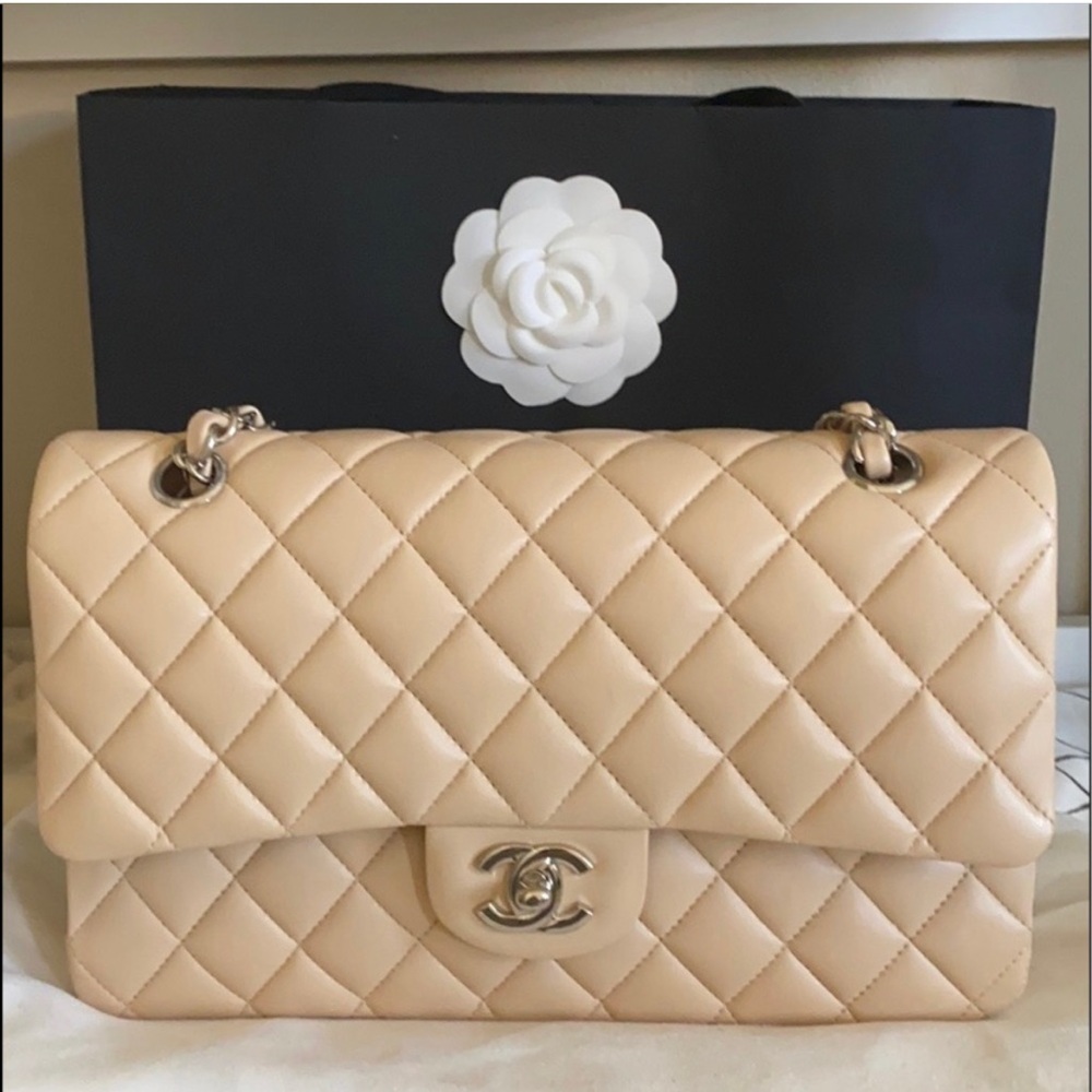 CHANEL CLASSIC LAMBSKIN DOUBLE FLAP MEDIUM BAG